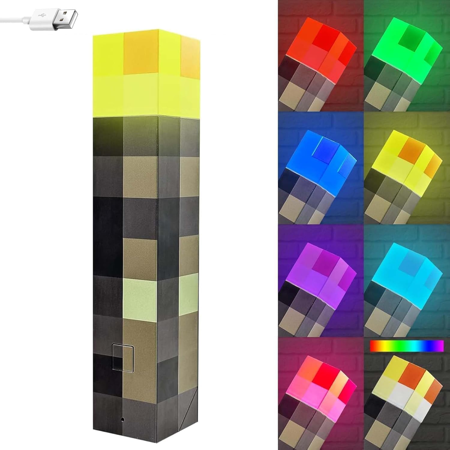 Wall Fackel Nachtlicht,Craft Fackel Lampe mit 7 Farbe,USB Wiederaufladbar Nachtlampe Kinder,Kinder Spielzeug Nacht Lamp,3D Nachttischlampe kinder für Cosplay Spielzeug Geschenke.