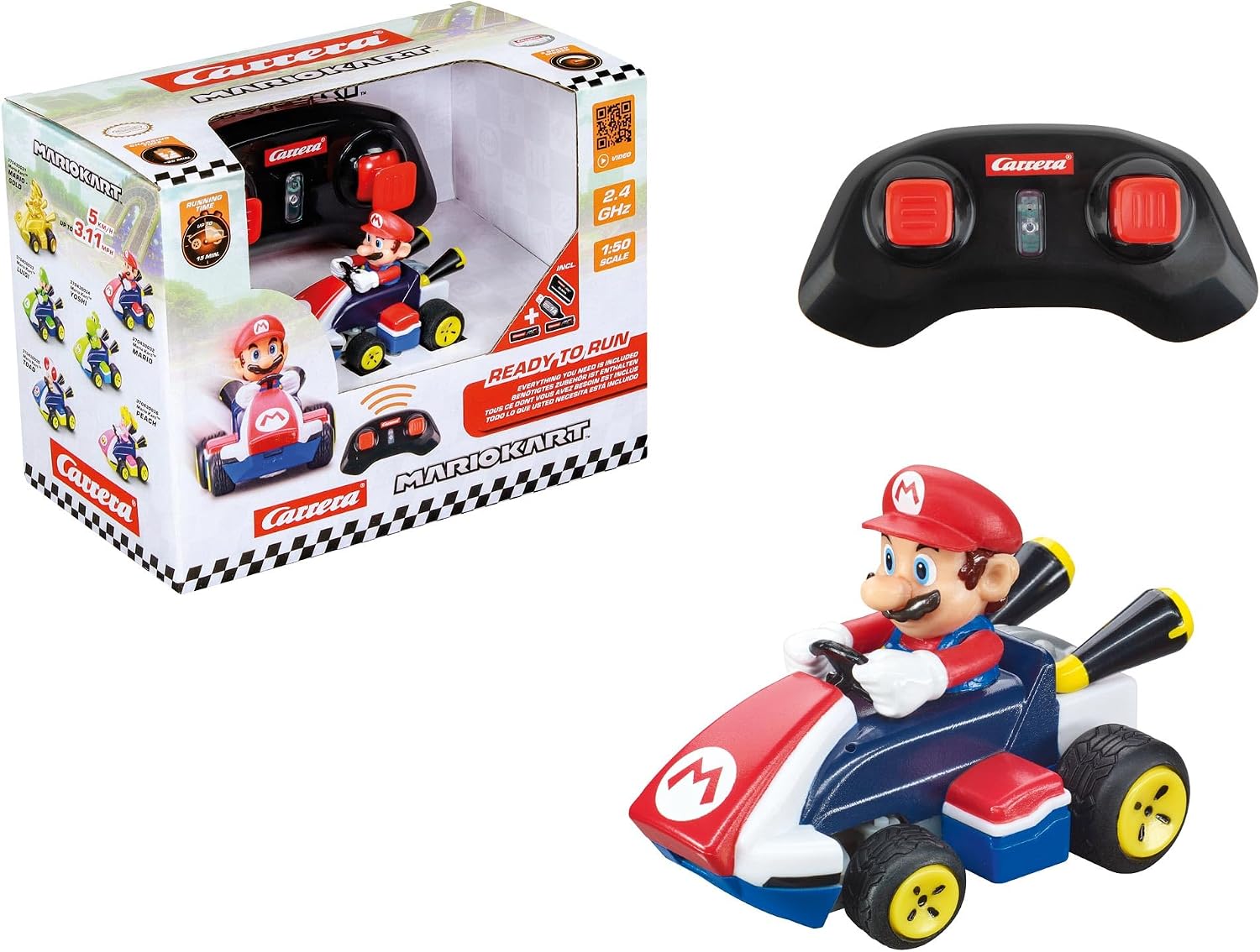 Carrera RC Mario Kart Mini RC Mario | Ferngesteuertes Auto 1:50, 2,4 GHz