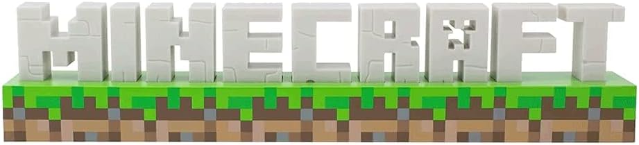 Minecraft Logo Leuchte - Offiziell lizenziertes Merchandise, 2 Lichtmodi, Batterie- oder USB-betrieben, Schlafzimmer- oder Gaming-Raum-Deko