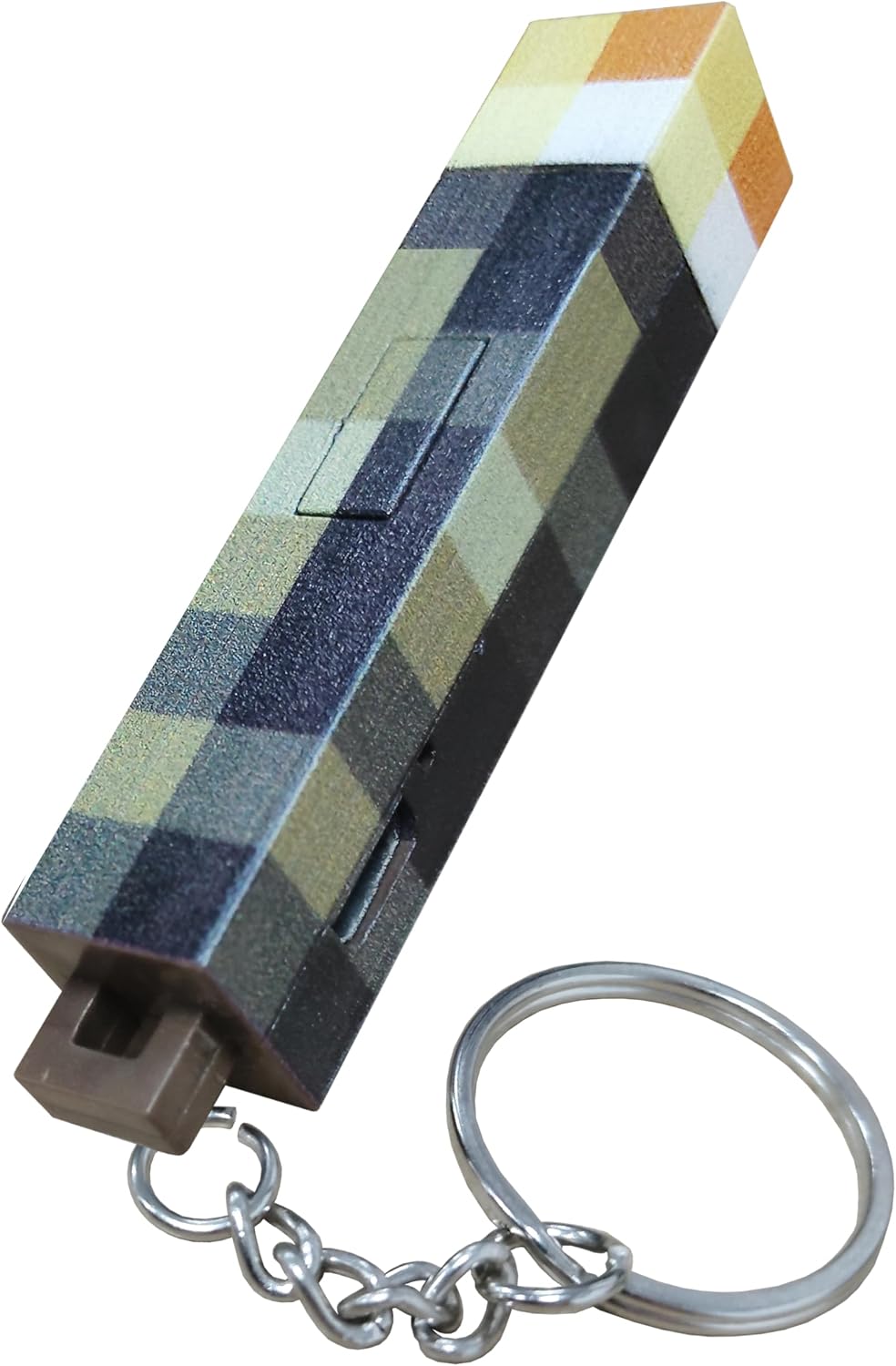 Schlüsselanhänger Fackel Pixel mit Beleuchtung, Anhänger 6.5cm Spiel Model mit Kabel und Schlüsselringe, bei sich tragen Spielebegeisterter Schlüssel Rucksack Deko