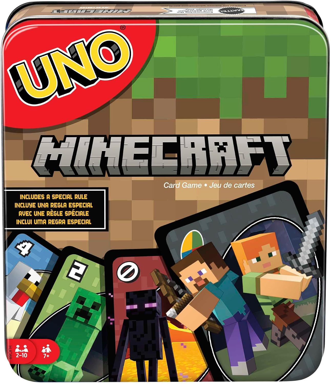 Mattel Games UNO Minecraft Kartenspiel mit Aufbewahrungsdose, ab 7 Jahren